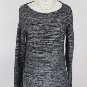 ELLEN TRACY Black/White Tweed High-Low Top